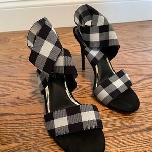 Black and White Check Heeled Sandals